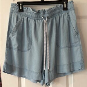 Zac & Rachel Light Blue Denim-Look Drawstring Jean Shorts